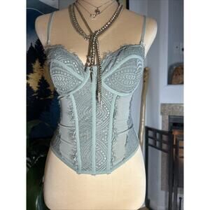 Garage Chrishell Lace Mesh Corset Bustier Shadow Green Festival Coquette Fairy